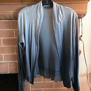 Ella Moss open cardigan with gray ombré coloring.
